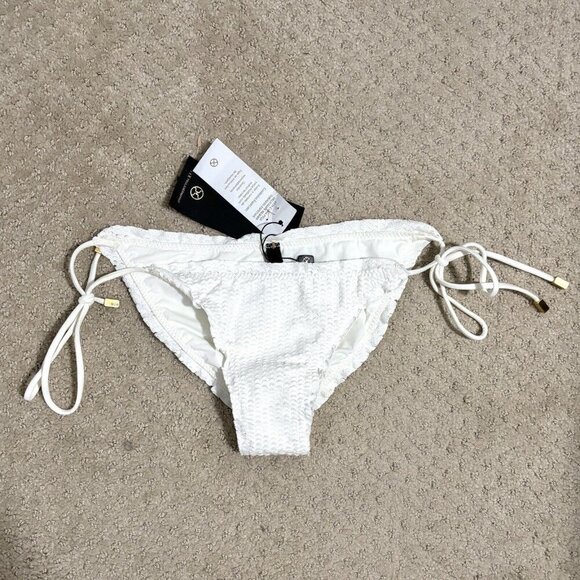 NEW Vix Ripple Scales Side Tie Cheeky Bikini Bottoms in Off White Women’s Small - Picture 2 of 10